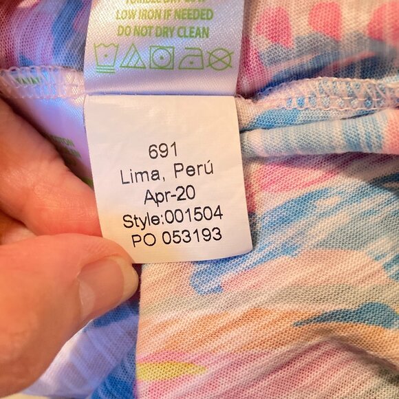 Lilly Pulitzer V-Neck‎ Cotton Sleeveless Tank Top, XXS, Pastel Tropical ALTERED - Picture 10 of 10